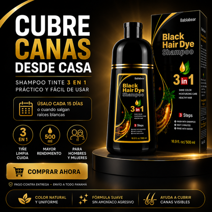 Black Restore Pro - Shampoo Tinte Cubre Canas 3 en 1