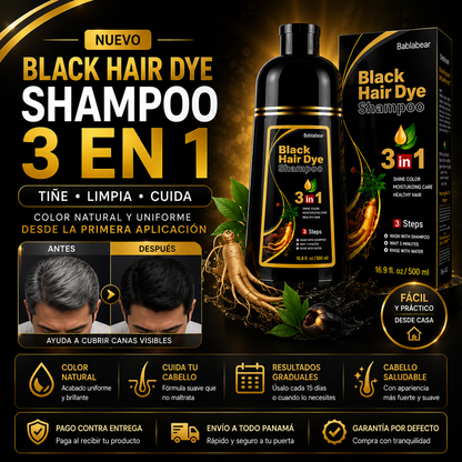 Black Restore Pro - Shampoo Tinte Cubre Canas 3 en 1